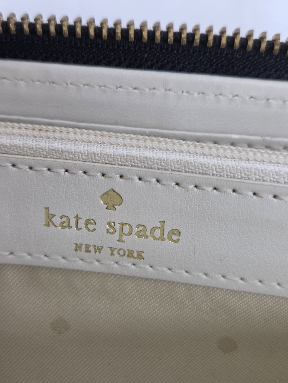 kate spade 8"x4" inch Brown Glitter Patent Zip Wallet with Gold Spade Logo - Picture 5 of 16